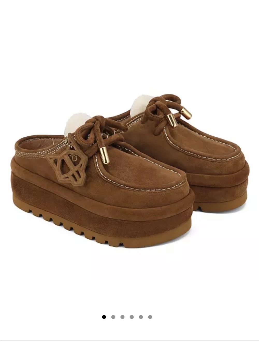 NAKED WOLFE BLIZZARD TAN SUEDE/SHEARLING Platform Slipper women’s size 8
